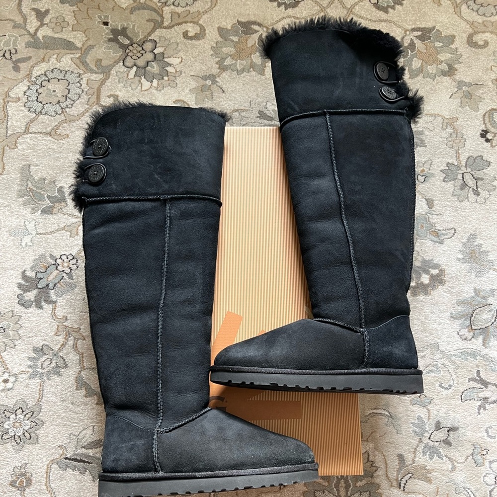 Ugg Over The Knee Bailey Button boots in black